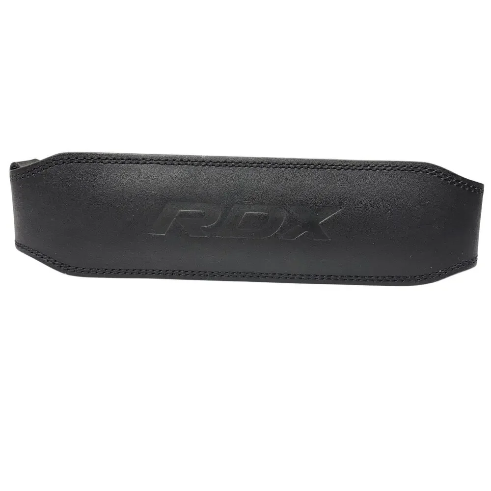 RDX L Black Leather Weightlifting Belt Gym Back Support Powerlifting Squat 4”